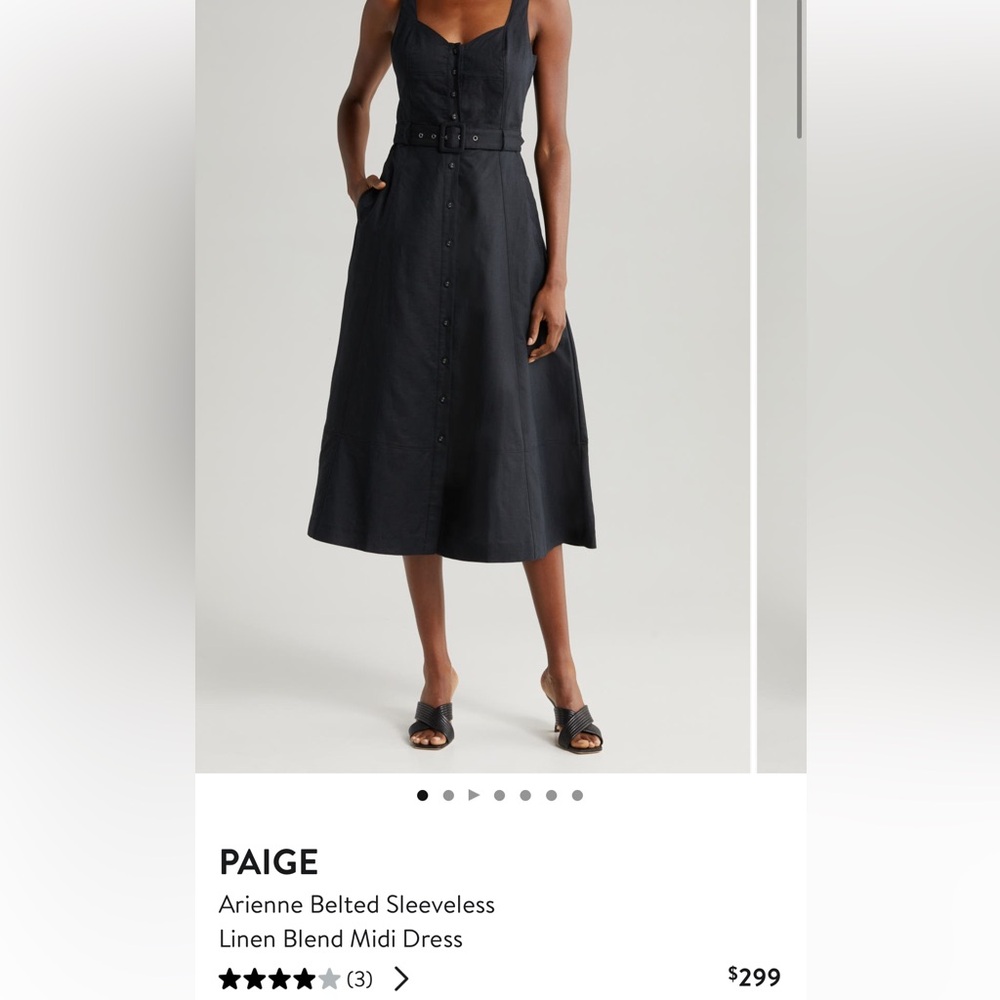 Paige Arienne Linen-Cotton Tie-Waist Shirtdress size 4